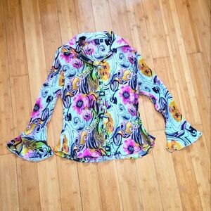 Milano Retro Floral Crinkle Blouse Top